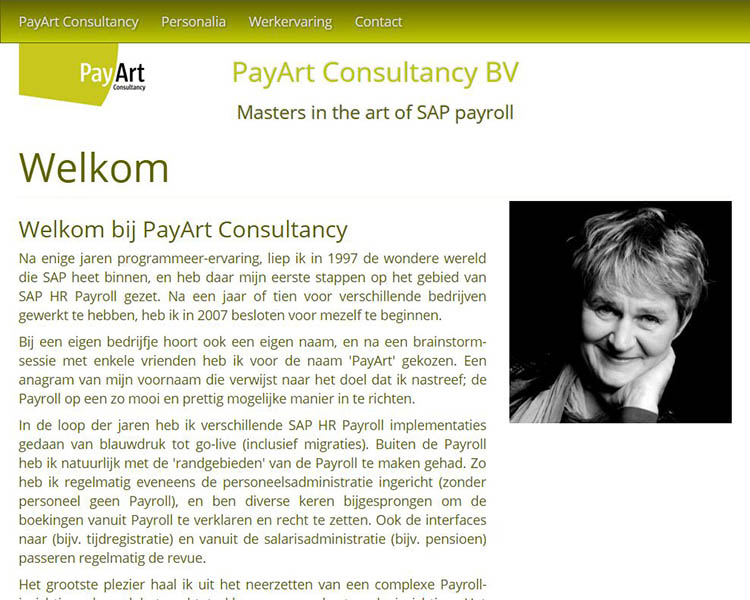 Website van PayArt Consultancy BV